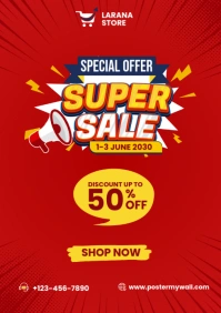 White Ilustratif Super Sale A4 template