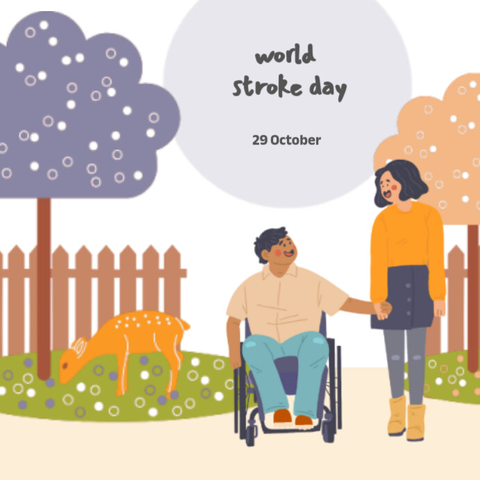 White Ilustratif World Stroke Day Pos Instagram template
