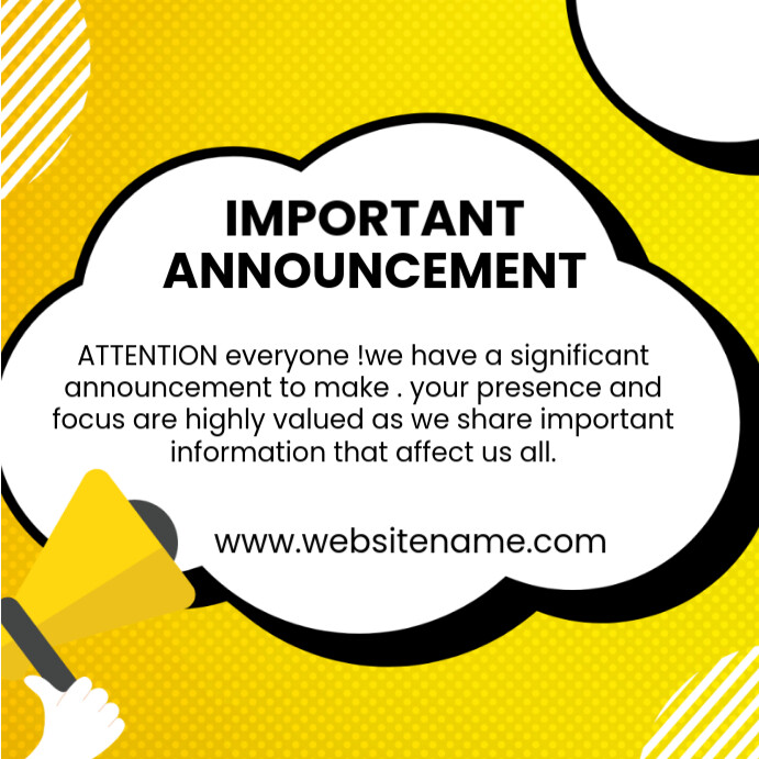 Copy of White Important Announcement Instagram Post | PosterMyWall
