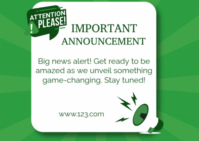 White Important Announcement Postcard Template | PosterMyWall