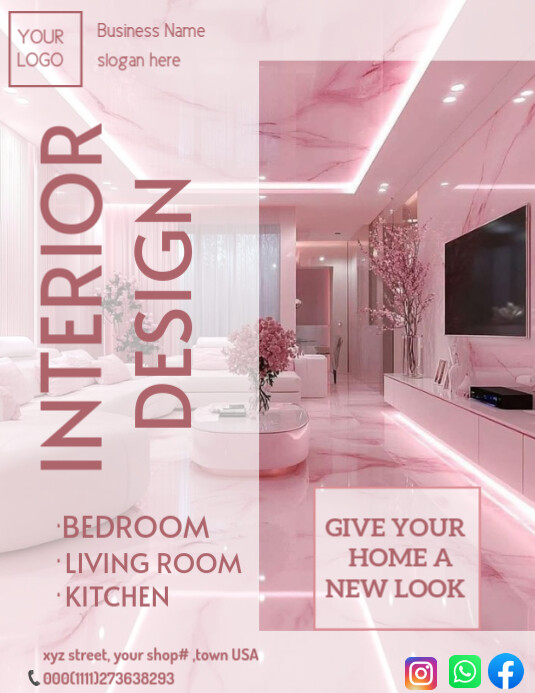 Copy of White Interior Design Flyer (us Letter) | PosterMyWall