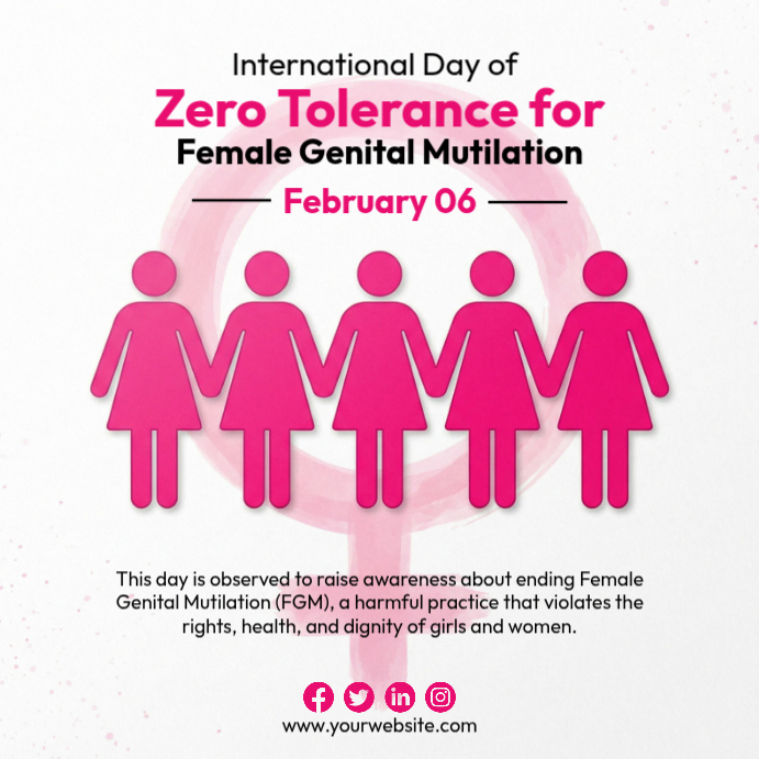 Plantilla de White International Day of Zero Tolerance for Female ...