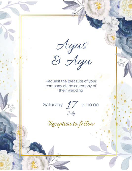 White Invatation Wedding Flyer (us Letter) template