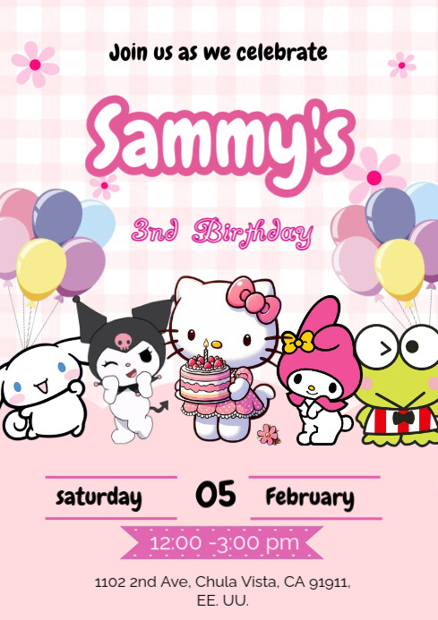 Invitación hello kitty A4 template