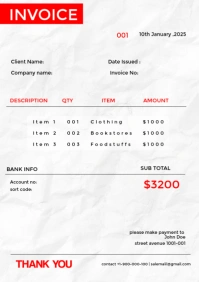 White Invoice Flyer A3 template