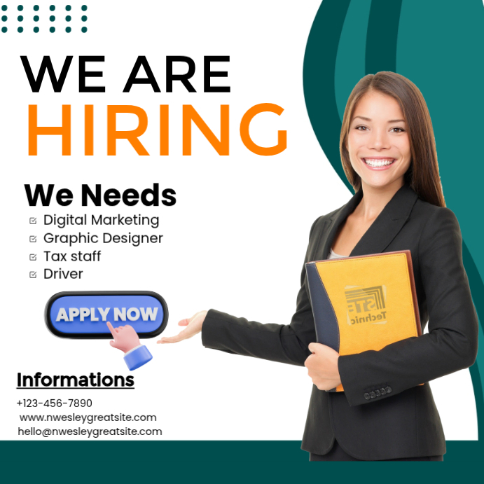 White Job Hiring Instagram Post Template | PosterMyWall