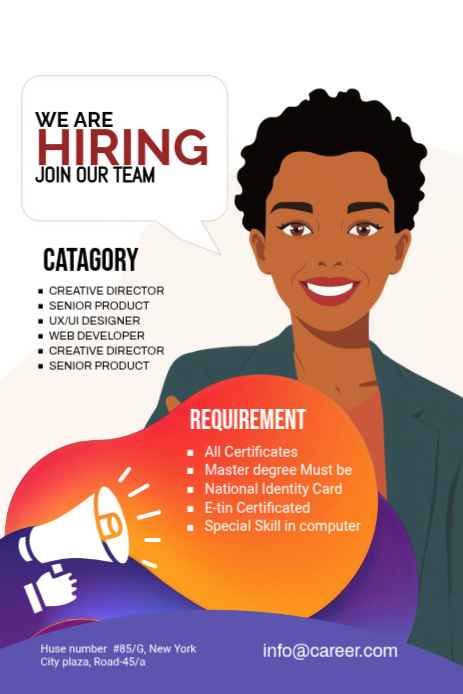 White Job Recruitment Pinterest Graphic Template | PosterMyWall