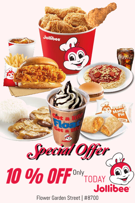 White Jollibee Deals Poster Template Poster