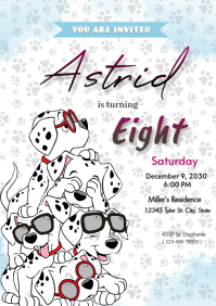 White Joyful 101 Dalmatians Birthday A4 template