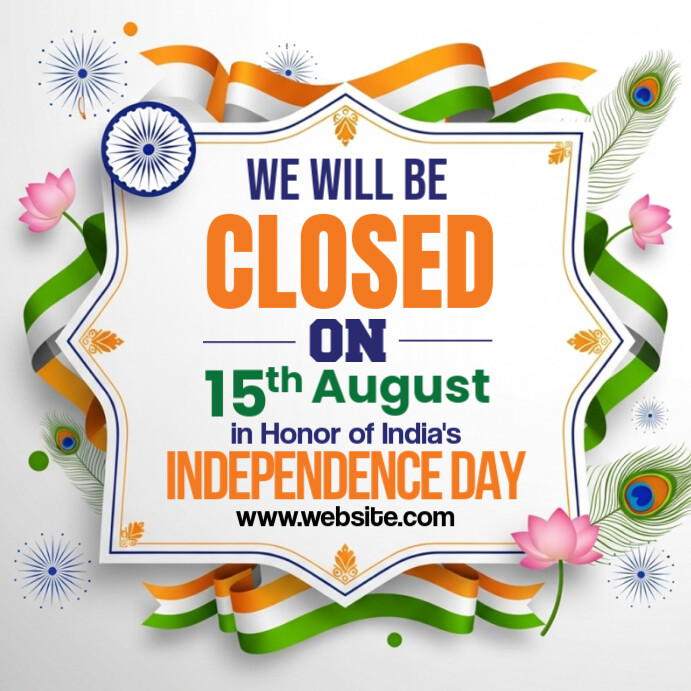 Copy of White Joyful 15 August Closed Notice Instagram Post | PosterMyWall