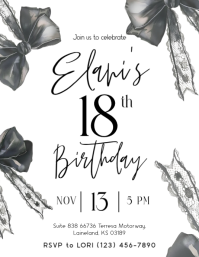 White Joyful 18th Birthday Invitation Flyer (us Letter) template