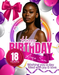 White Joyful 18th Birthday  Poster/wallboard template