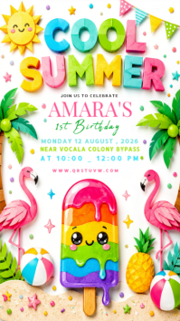 White Joyful 1st Birthday Celebration Instagram Story template