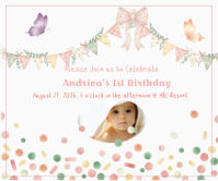 White Joyful 1st Birthday Celebration Large Rectangle Stort rektangel template