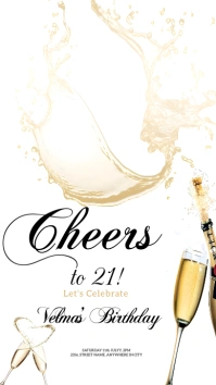 White Joyful 21st Birthday Celebration  Insta História do Instagram template