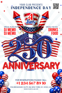 White Joyful 4th july Independence Day Celebration Banner 4' × 6' template