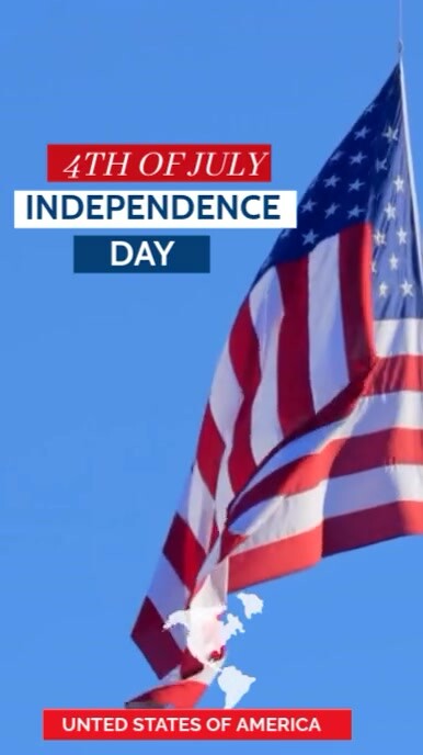 White Joyful 4th July Independence Day Video Digital Display (9:16) template