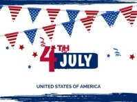 White Joyful 4th Of July ,  Happy Indepence Day Video Yard Sign Gårdskilt template