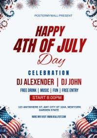 White Joyful 4th Of July A5 template