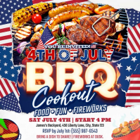 White Joyful 4th of July BBQ Cookout Square Video Quadrado (1:1) template
