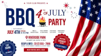 White Joyful 4th of July BBQ Party Digital Display Video Digitale Vertoning (16:9) template