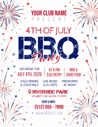 White Joyful 4th of July BBQ Party Flyer ใบปลิว (US Letter) template