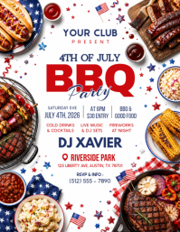 White Joyful 4th of July BBQ Party Flyer Рекламная листовка (US Letter) template