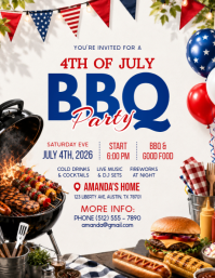White Joyful 4th of July BBQ Party Flyer Folder (US Letter) template