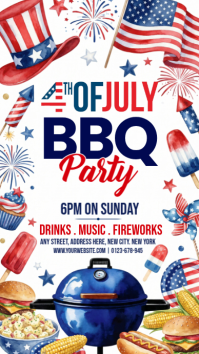 White Joyful 4th of July BBQ Party Instagram Story Instagram-Story template