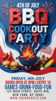 White Joyful 4th of July BBQ Party Instagram Story Instagram-Story template