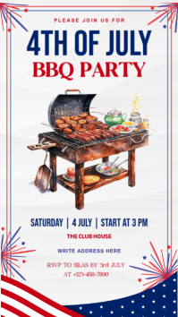 White Joyful 4th of July BBQ Party Instagram Story Indaba yaku-Instagram template