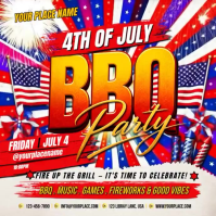 White Joyful 4th of July BBQ Party Instagram Post Video template