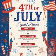 White Joyful 4th of July Brunch Menu Instagram Post template
