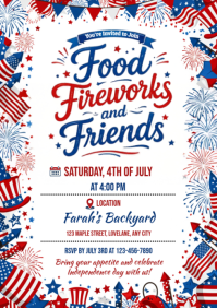 White Joyful 4th of July Celebration A4 template
