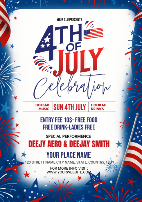 4th Of July Celebration A4 Template | PosterMyWall