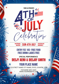 White Joyful 4th of July Celebration A4 template