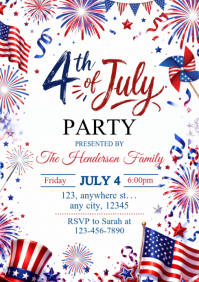 White Joyful 4th of July Celebration A4 template