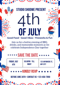 White Joyful 4th of July Celebration A6 template