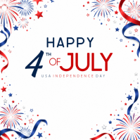 White Joyful 4th of July Celebration Instagram Post Instagram-bericht template