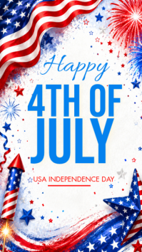White Joyful 4th of July Celebration Instagram Story template