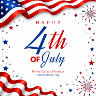 White Joyful 4th of July Celebration Instagram Post Instagram-opslag template