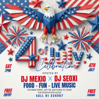 White Joyful 4th of July Celebration Instagram Post Instagram-opslag template