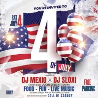 White Joyful 4th of July Celebration Square Video Cuadrado (1:1) template