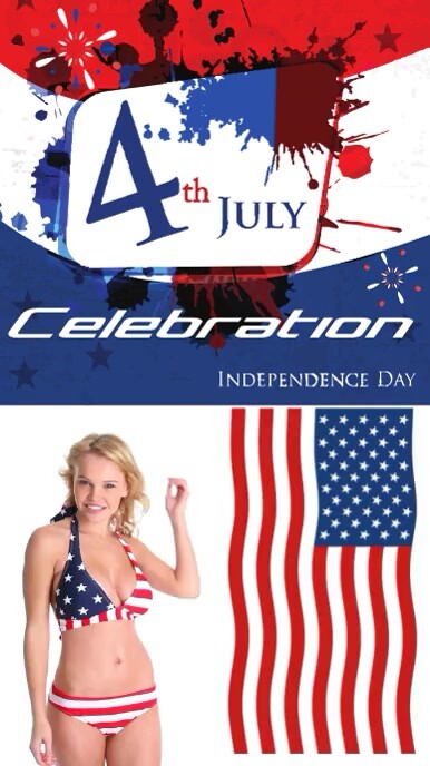 White Joyful 4th Of July Digital Display (9:1 Digitale Vertoning (9:16) template