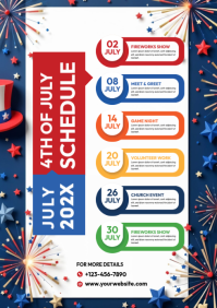 White Joyful 4th of July Event Schedule A4 template