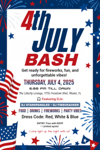 White Joyful 4th of July Party Poster โปสเตอร์ template
