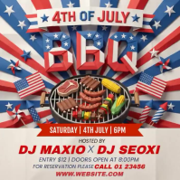 White Joyful 4th of July Party Square Video Cuadrado (1:1) template