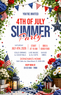 White Joyful 4th of July Party Tabloid Tabloïd template