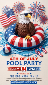 White Joyful 4th of July Pool Party Instagram Story Video template