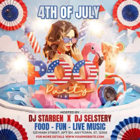 White Joyful 4th of July Pool Party Square Video Quadrato (1:1) template